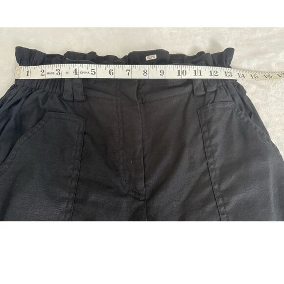 Anthropologie Elevenses Romy Paperbag Waist Linen Cargo Pants Black Size XS - Picture 9 of 11